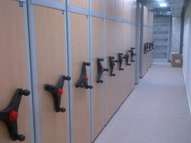 Verrijdbare stellingen met houtlookpanelen